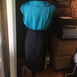 AGB Dresses - Blue & Black Sheath Dress w/ Bow, Size 12 AGB Dresses - Blue & Black Sheath Dress w/ Bow, Size 12